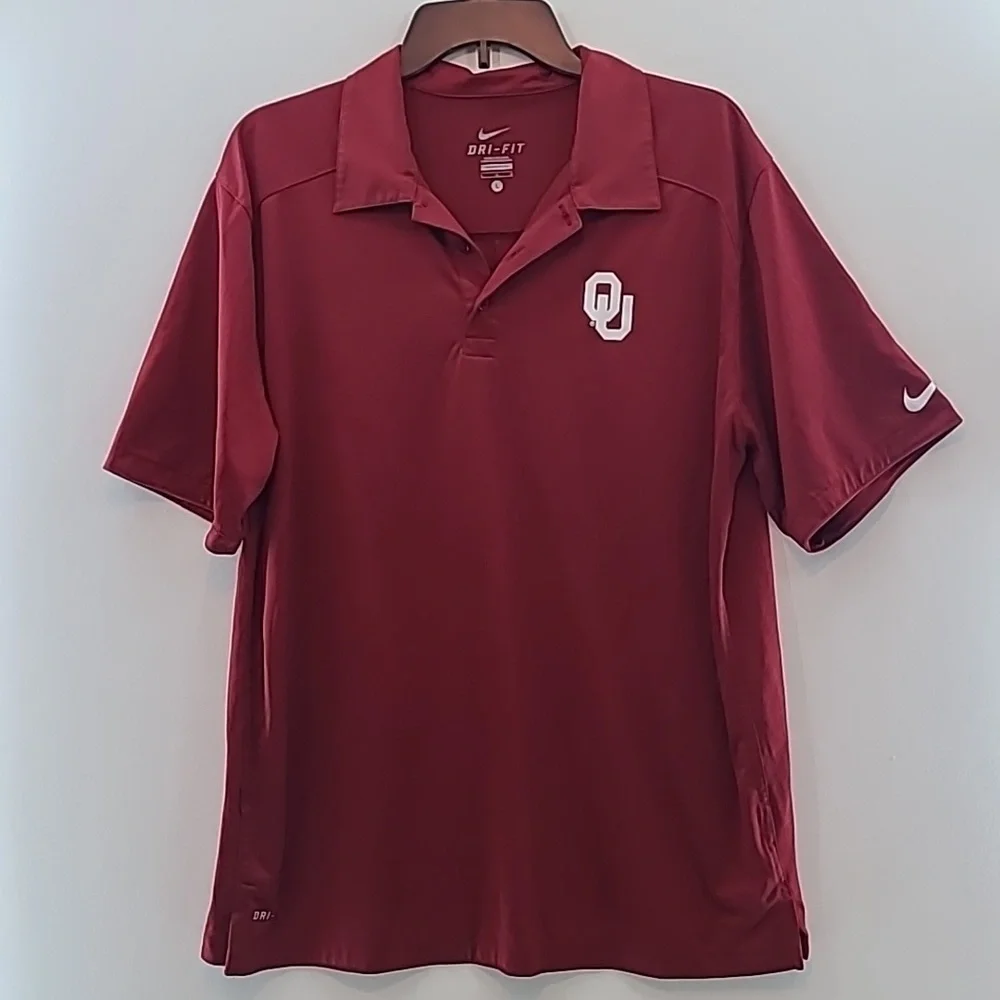 NIKE DRI-FIT Men's Oklahoma Sooners Maroon Polo Golf Shirt -‎ Size Large